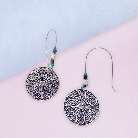Jewelry - Boho Silver Round Earrings